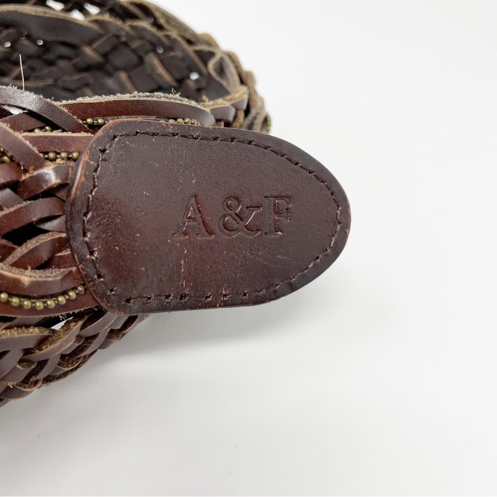 Abercrombie & Fitch Brown Leather Woven Belt XS S - Picture 3 of 6